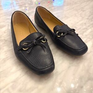Talbots Navy Leather Bow Detail Loafer Flats Women's Size 6.5 M Classic